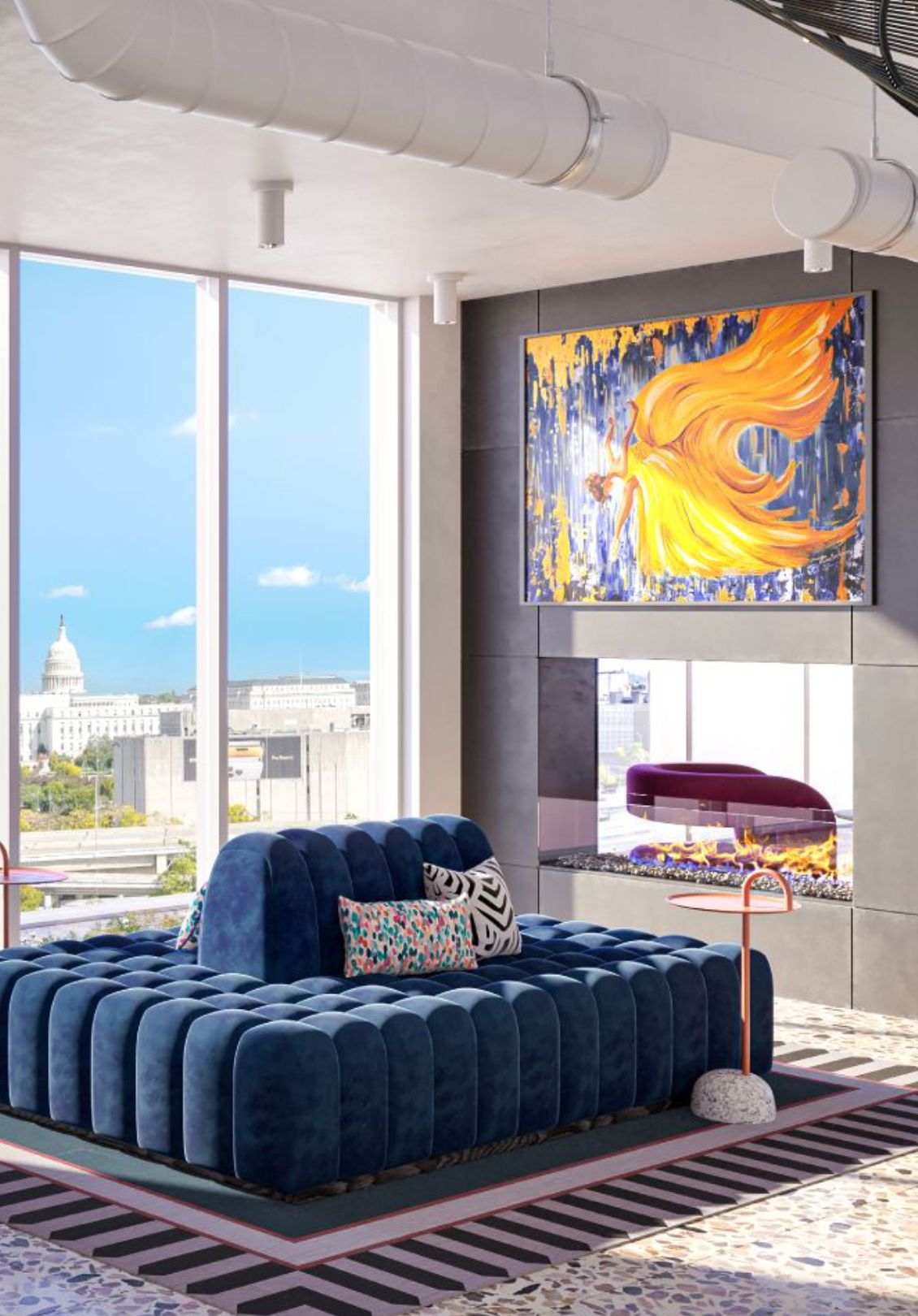 The capitol building in Washington DC is viewable from the Capitol Room Amenity on the penthouse level